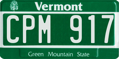 VT license plate CPM917