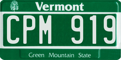 VT license plate CPM919