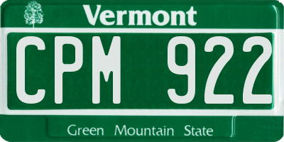 VT license plate CPM922
