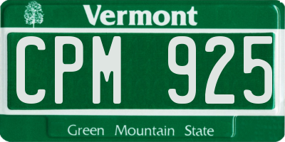 VT license plate CPM925