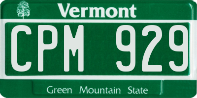 VT license plate CPM929