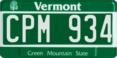 VT license plate CPM934