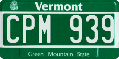 VT license plate CPM939