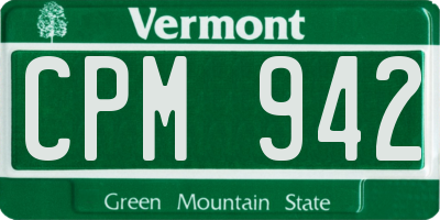 VT license plate CPM942