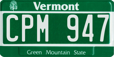 VT license plate CPM947
