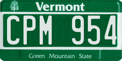 VT license plate CPM954