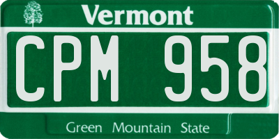 VT license plate CPM958