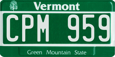 VT license plate CPM959
