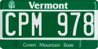 VT license plate CPM978