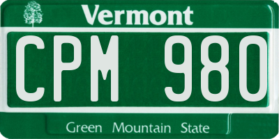 VT license plate CPM980