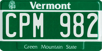 VT license plate CPM982