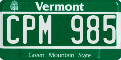 VT license plate CPM985