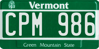 VT license plate CPM986