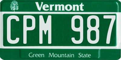 VT license plate CPM987