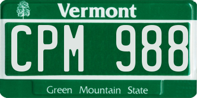 VT license plate CPM988