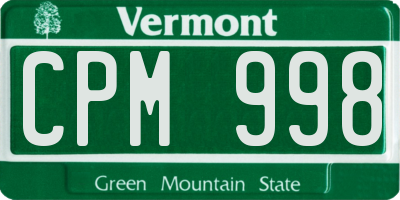 VT license plate CPM998
