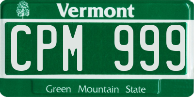 VT license plate CPM999