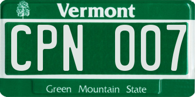 VT license plate CPN007
