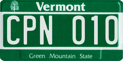 VT license plate CPN010