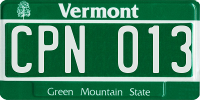 VT license plate CPN013