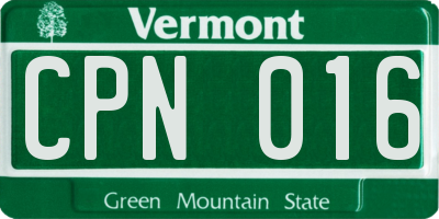 VT license plate CPN016