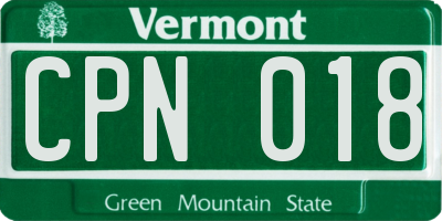 VT license plate CPN018