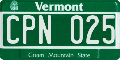VT license plate CPN025