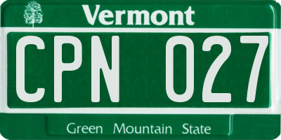 VT license plate CPN027