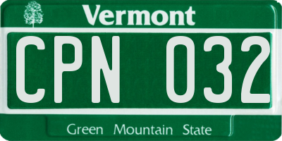 VT license plate CPN032