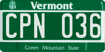 VT license plate CPN036