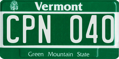 VT license plate CPN040