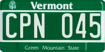VT license plate CPN045