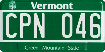 VT license plate CPN046