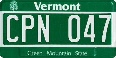 VT license plate CPN047