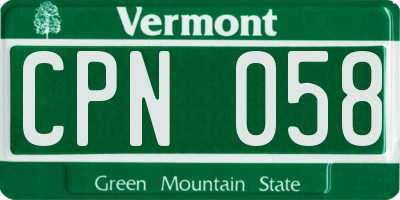 VT license plate CPN058