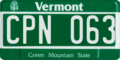 VT license plate CPN063