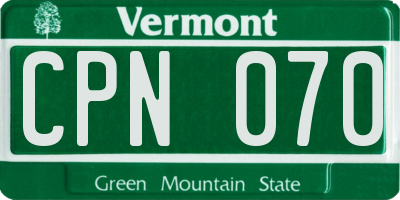 VT license plate CPN070