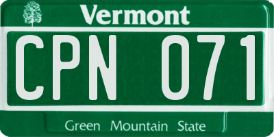 VT license plate CPN071