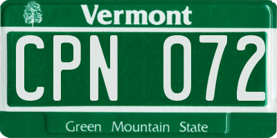 VT license plate CPN072