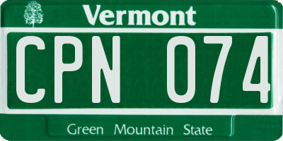 VT license plate CPN074
