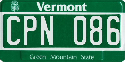 VT license plate CPN086
