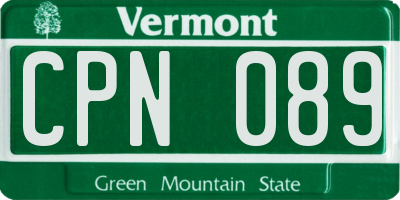 VT license plate CPN089