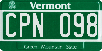 VT license plate CPN098