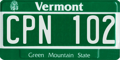 VT license plate CPN102
