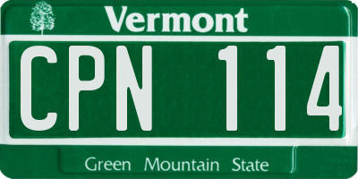 VT license plate CPN114