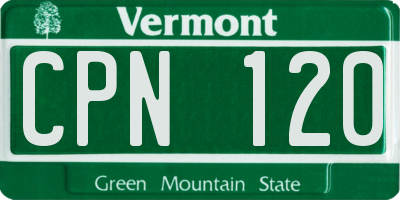VT license plate CPN120