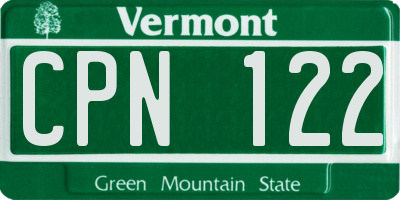 VT license plate CPN122