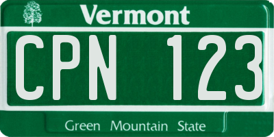 VT license plate CPN123