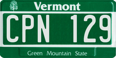 VT license plate CPN129