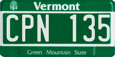 VT license plate CPN135